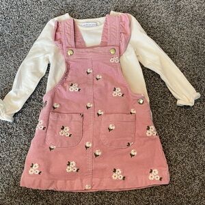 Pink Floral corduroy dress🌸